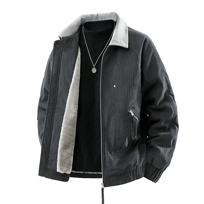 Shearling Corduroy Zip Jacket