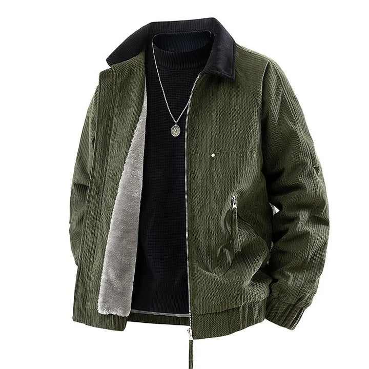 Shearling Corduroy Zip Jacket