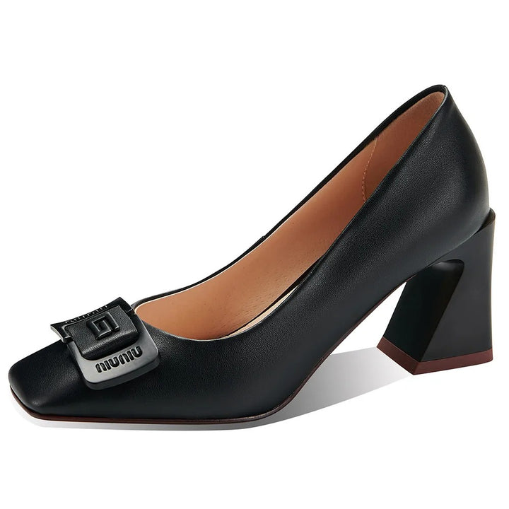 Emblem Square-Toe Pumps