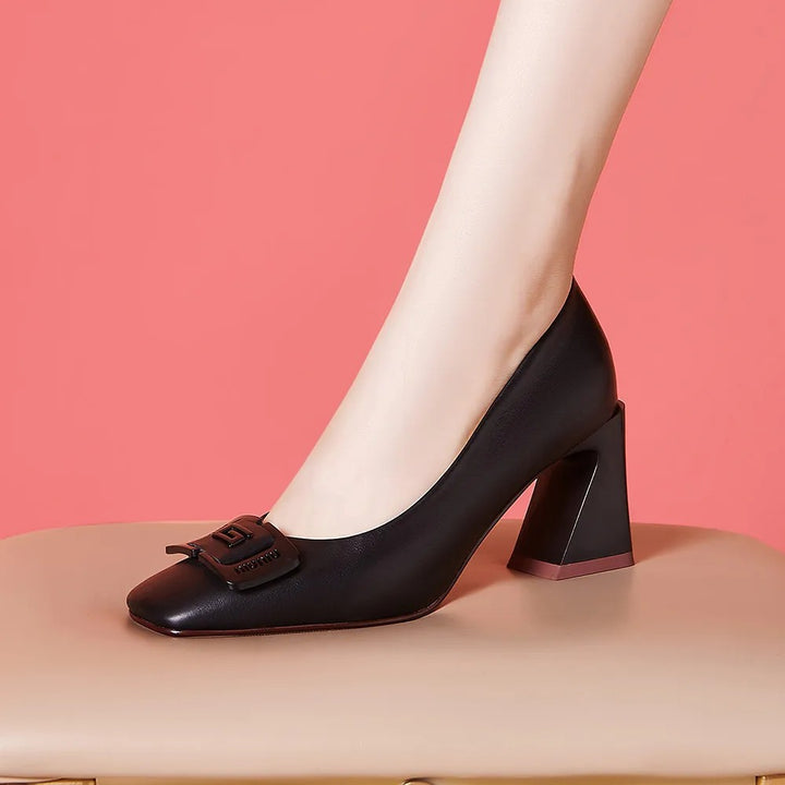 Emblem Square-Toe Pumps