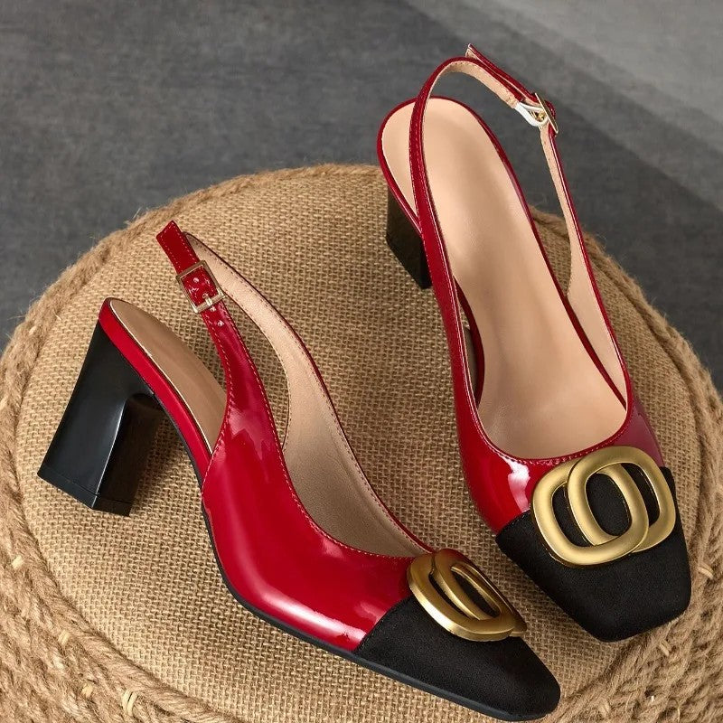 Monogram Buckle Slingback Pumps