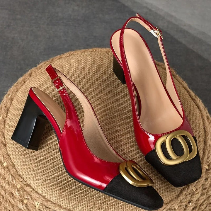Monogram Buckle Slingback Pumps