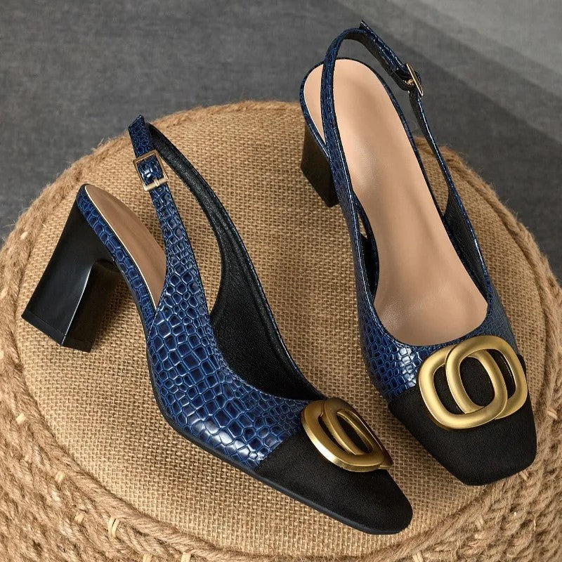 Monogram Buckle Slingback Pumps