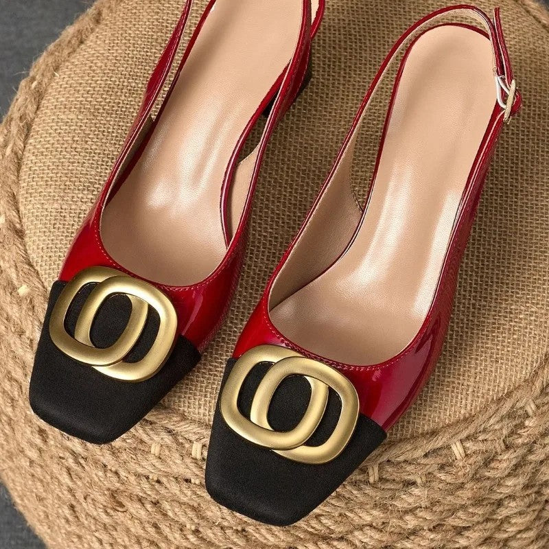 Monogram Buckle Slingback Pumps