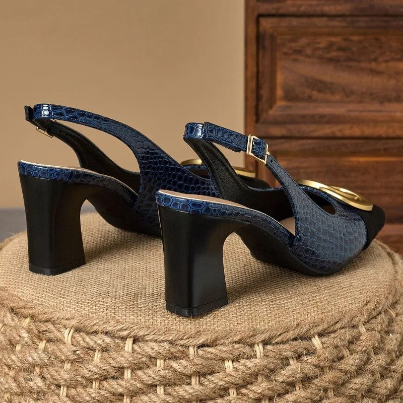 Monogram Buckle Slingback Pumps