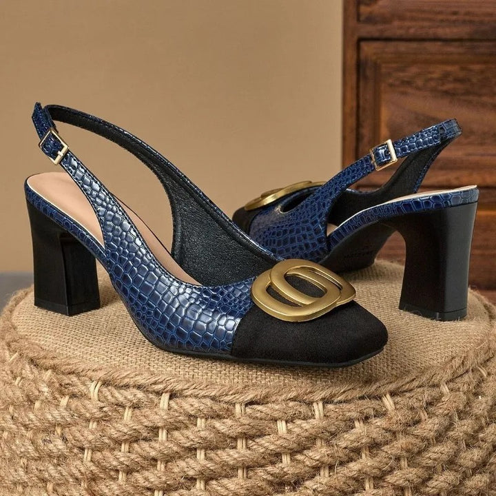Monogram Buckle Slingback Pumps