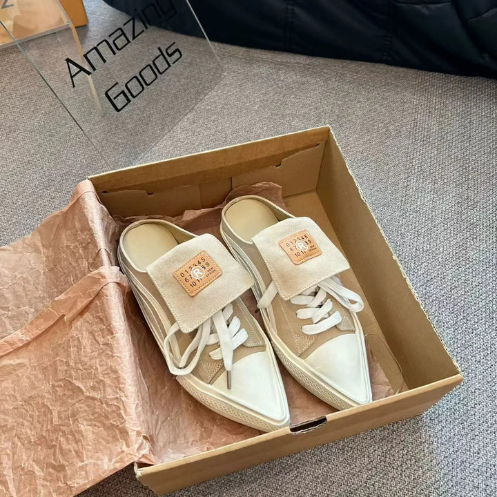Ledger Pointed Lace-Up Mules