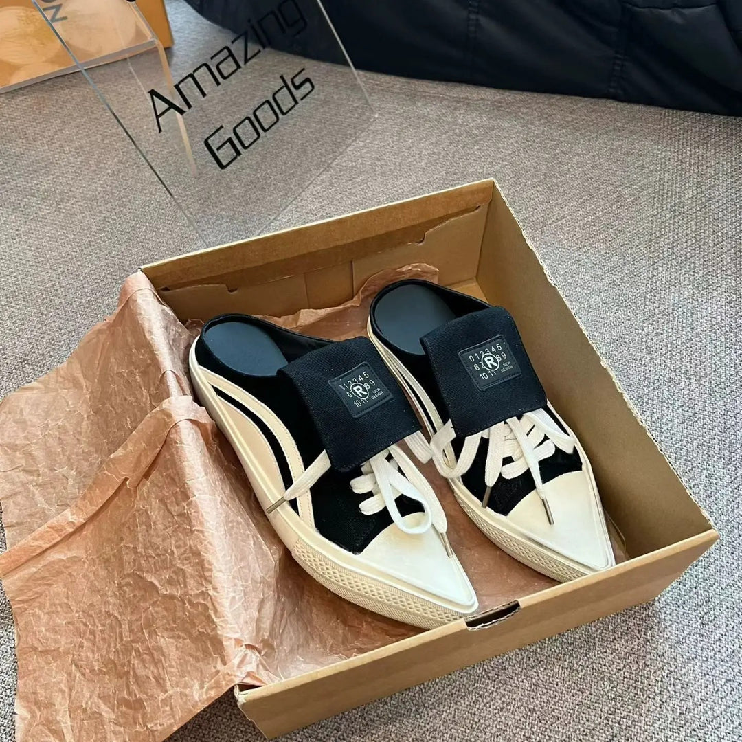 Ledger Pointed Lace-Up Mules