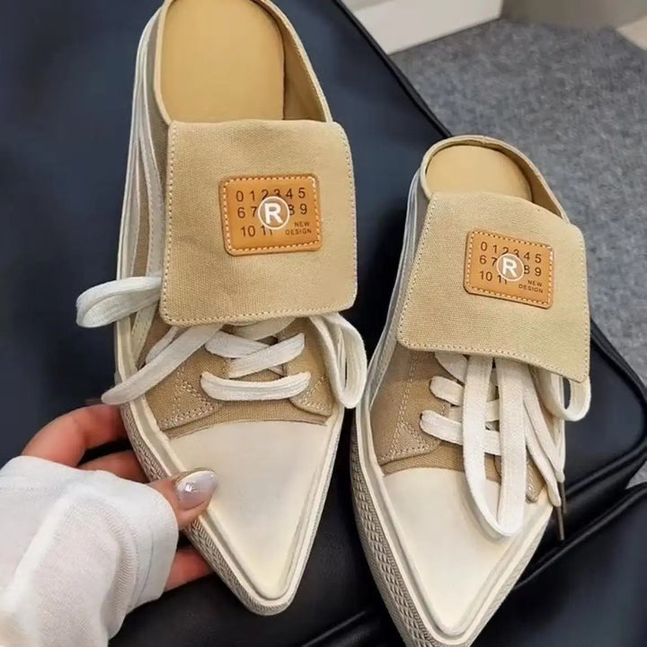 Ledger Pointed Lace-Up Mules