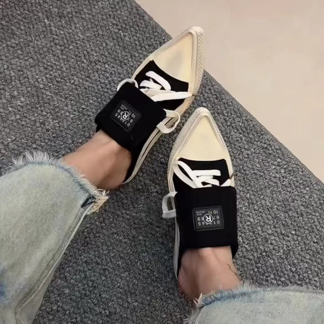 Ledger Pointed Lace-Up Mules