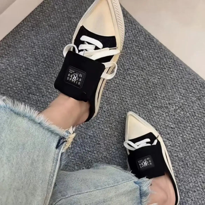 Ledger Pointed Lace-Up Mules