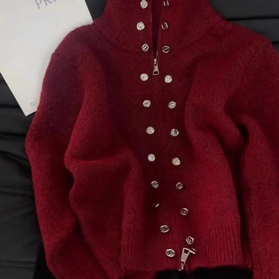 Minuet Button Zip Cardigan