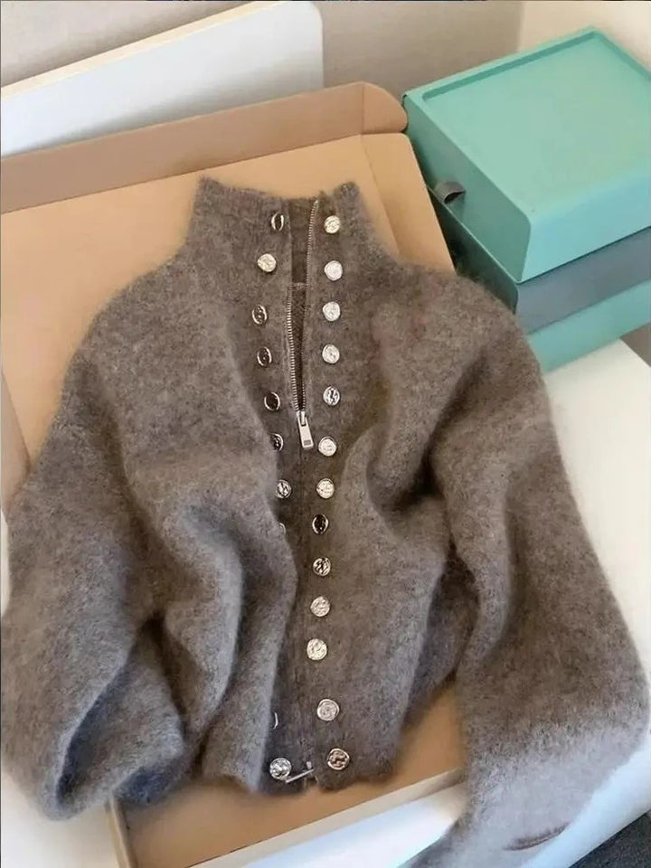 Minuet Button Zip Cardigan