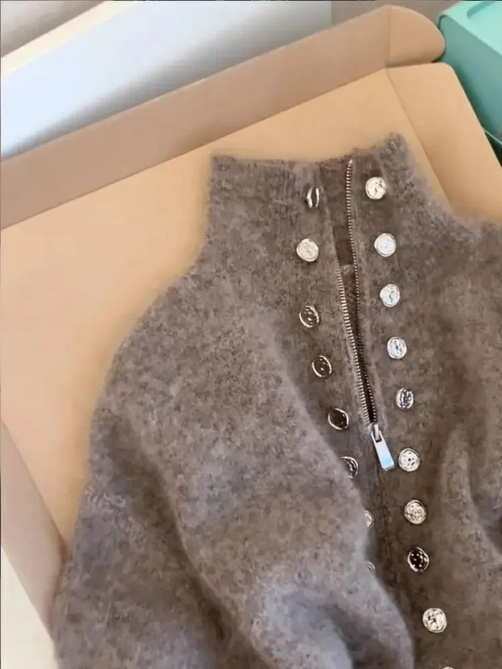 Minuet Button Zip Cardigan