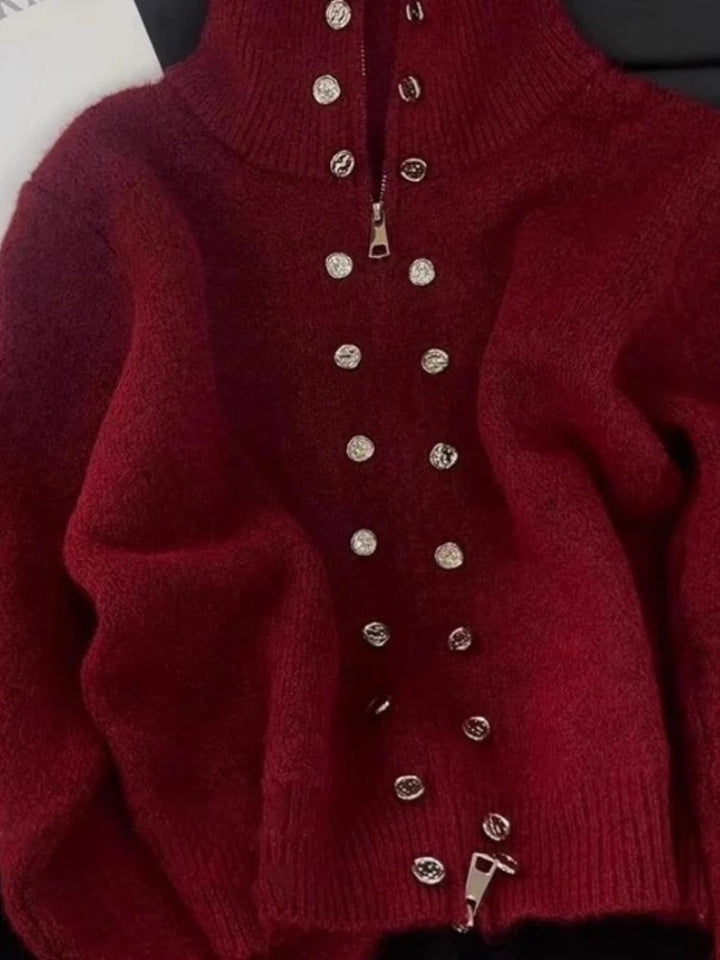 Minuet Button Zip Cardigan
