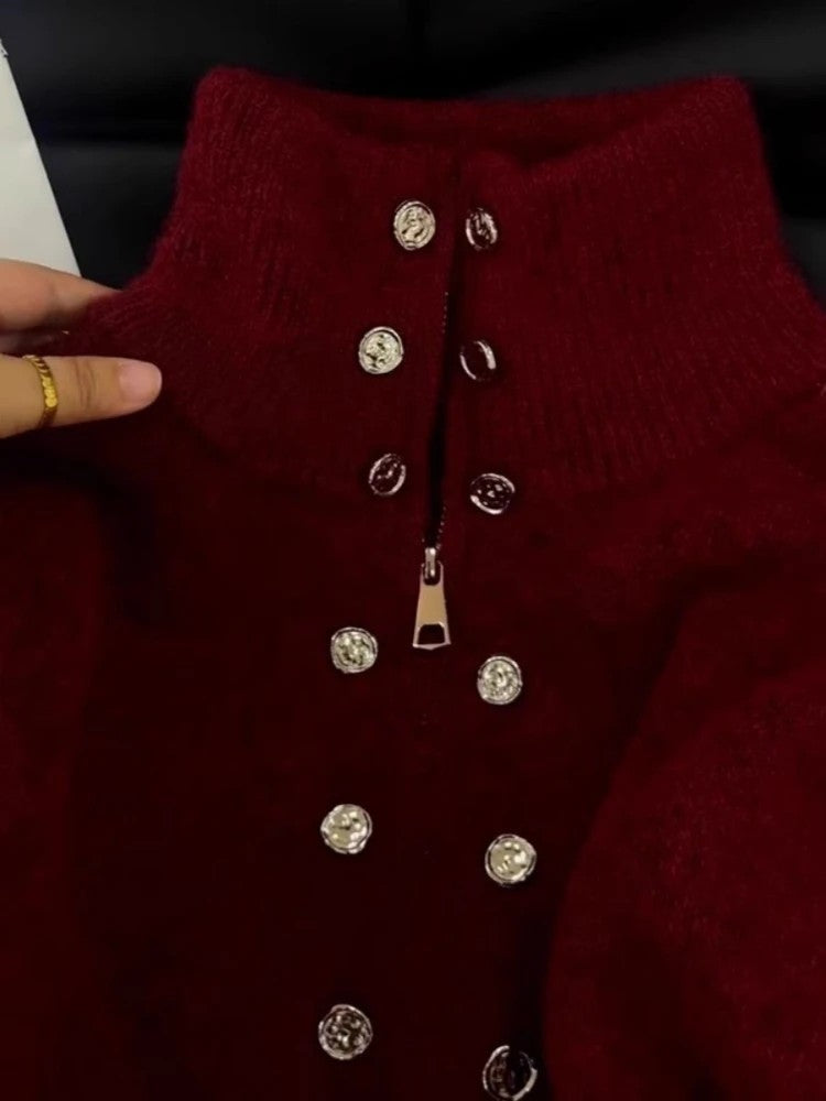 Minuet Button Zip Cardigan