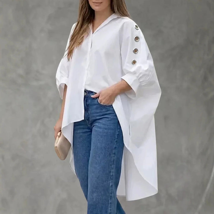 Grommet Sleeve High-Low Shirt