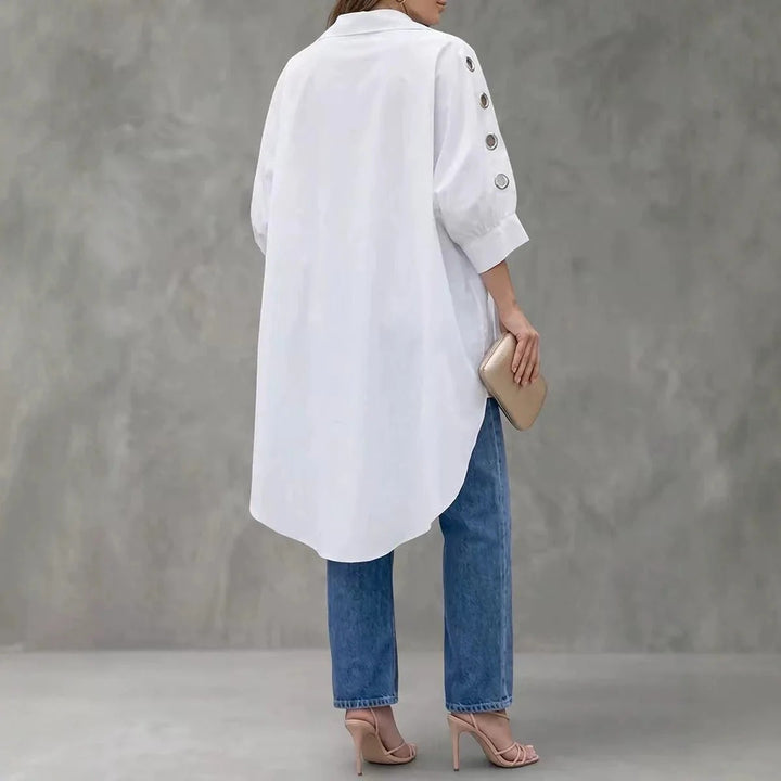 Grommet Sleeve High-Low Shirt