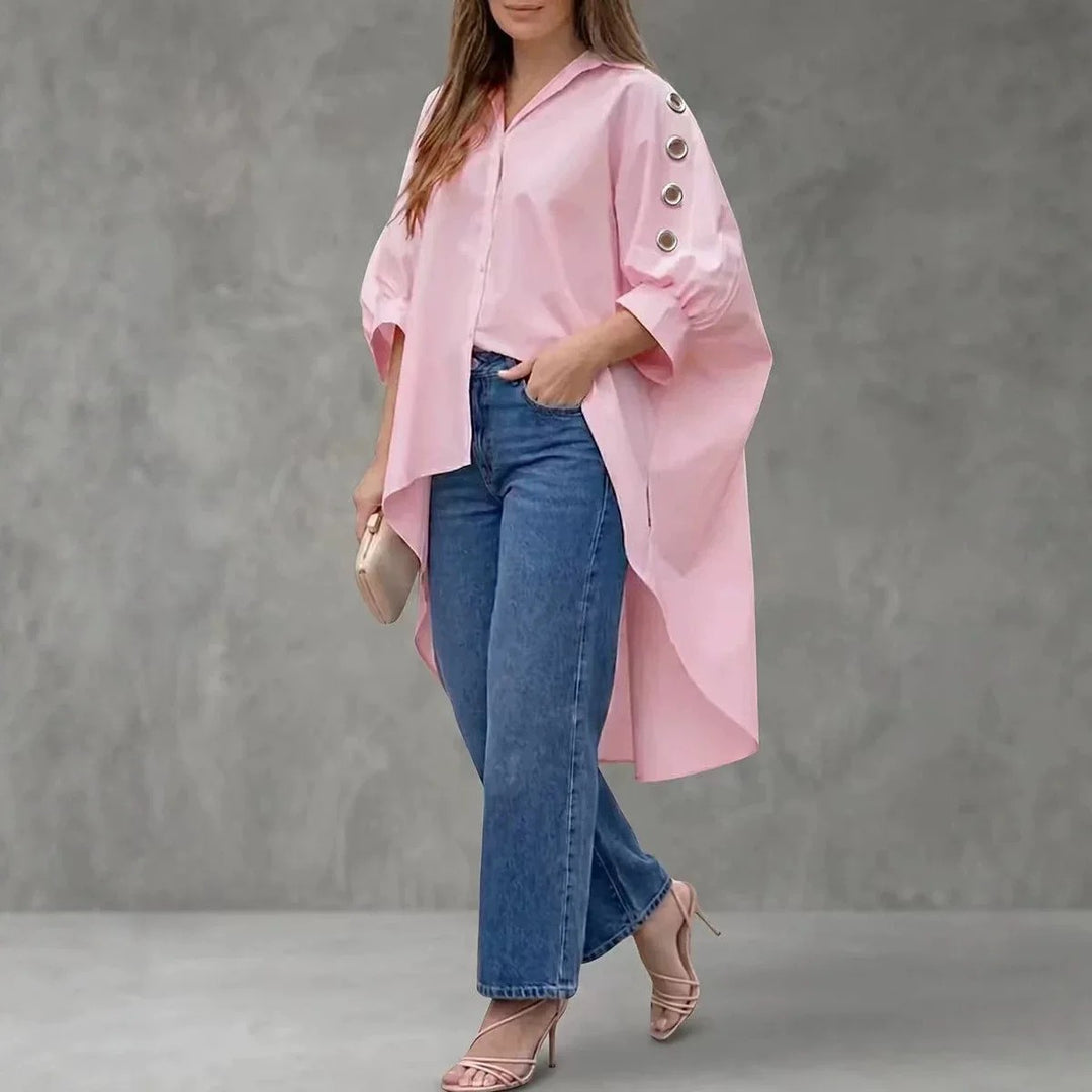 Grommet Sleeve High-Low Shirt