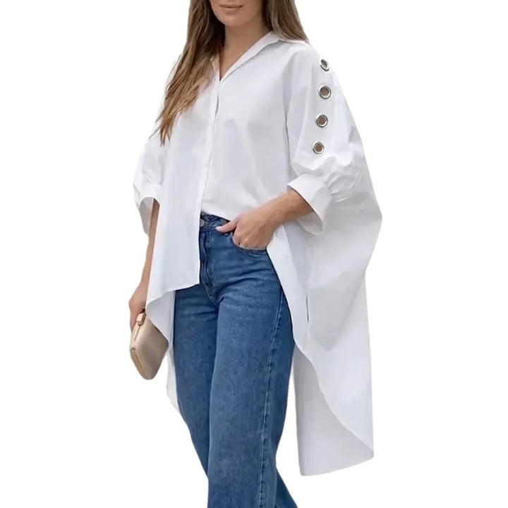 Grommet Sleeve High-Low Shirt