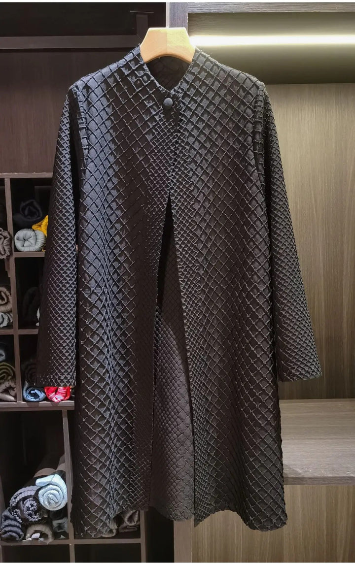 Lattice Textured Longline Coat