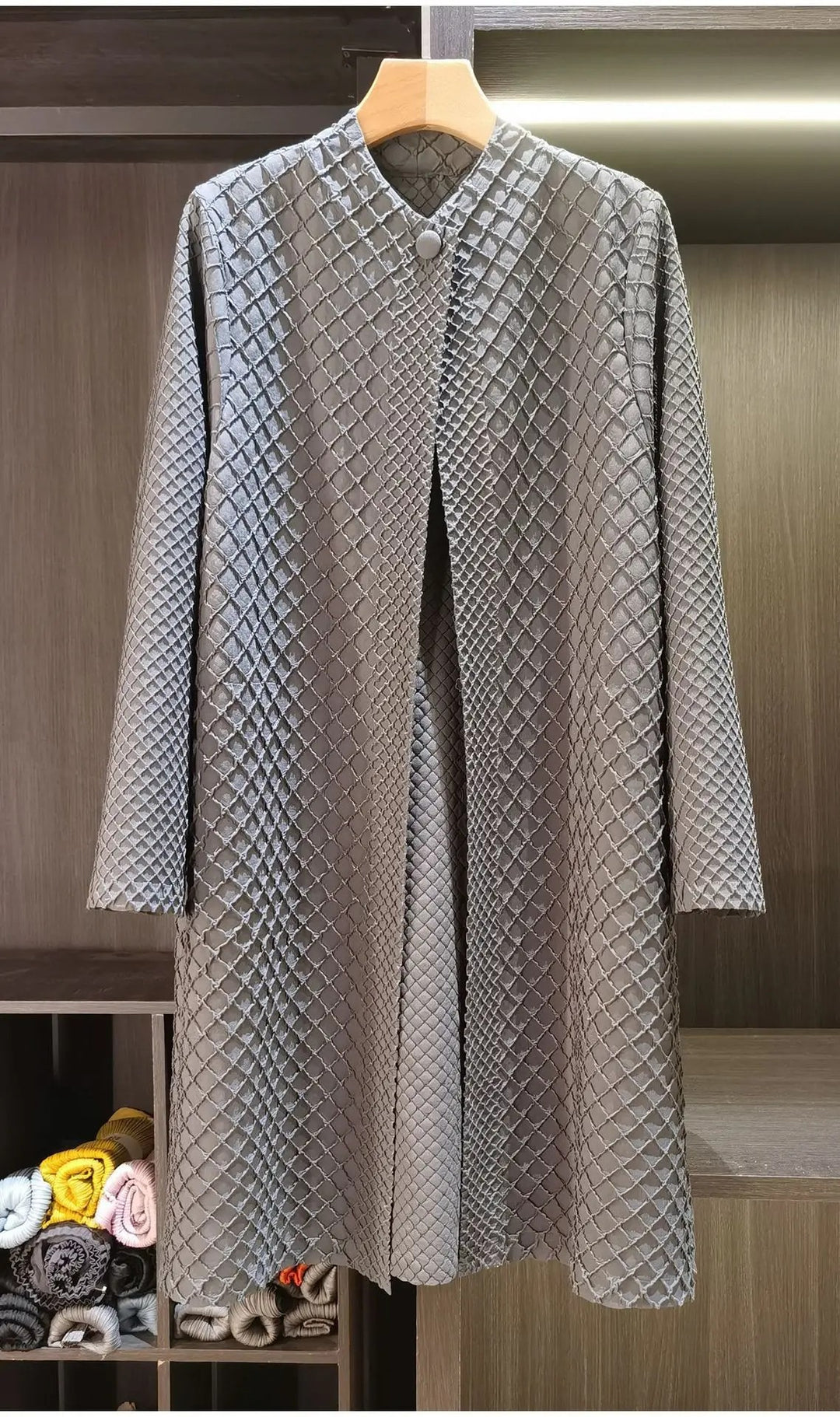 Lattice Textured Longline Coat
