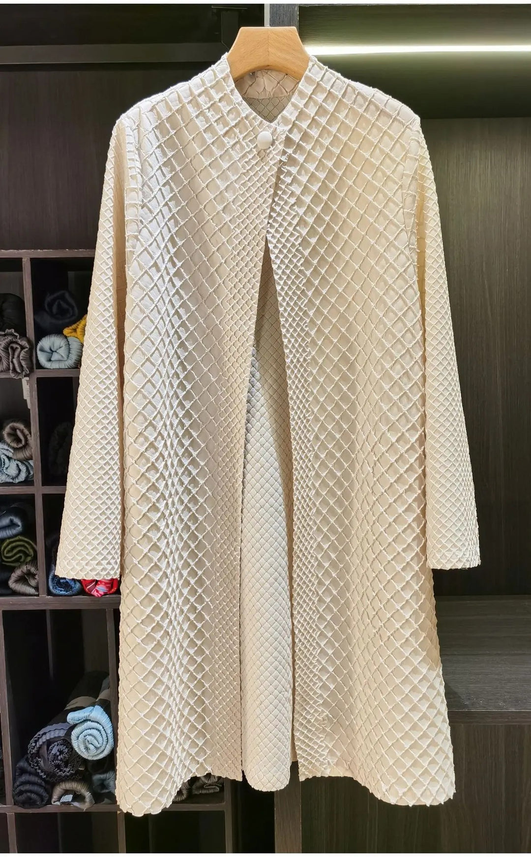 Lattice Textured Longline Coat