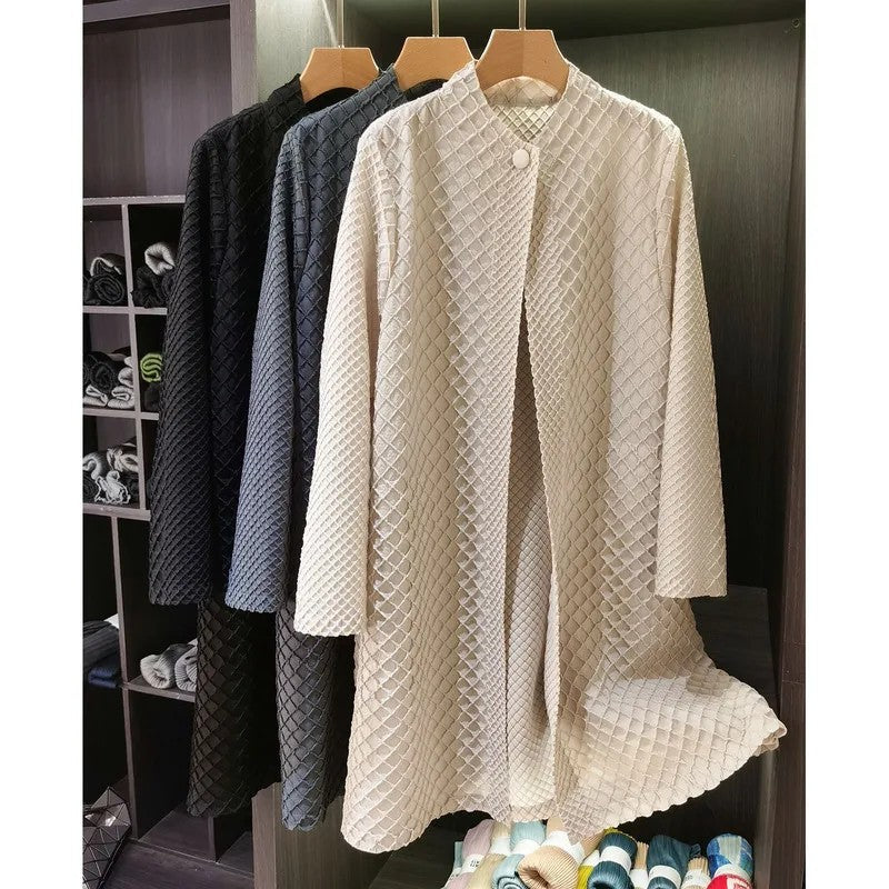 Lattice Textured Longline Coat