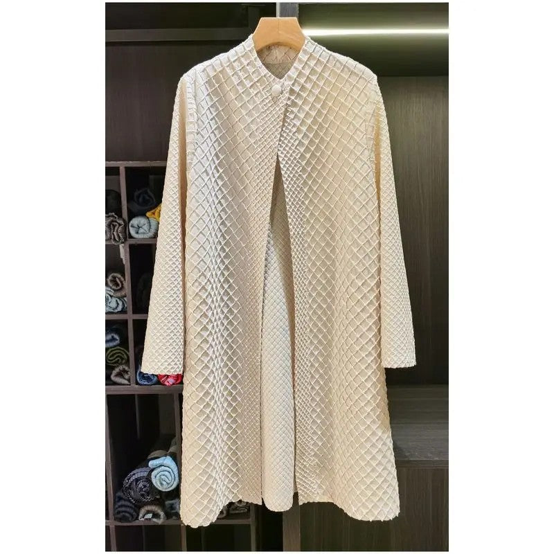 Lattice Textured Longline Coat