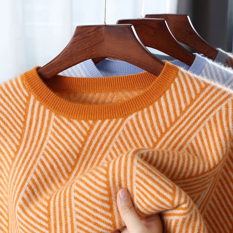Compass Herringbone Cashmere Pullover