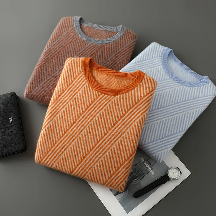 Compass Herringbone Cashmere Pullover